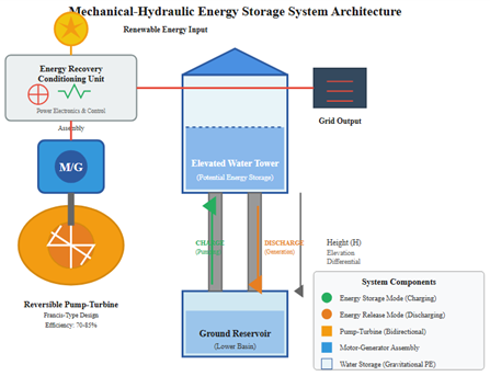 Reversible Pump-Turbine Energy Flow During Storage and Generation Modes