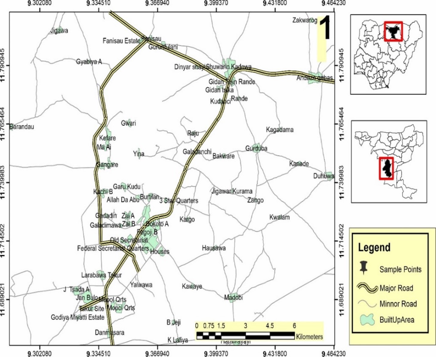 Showing the Map of Dutse Local Government