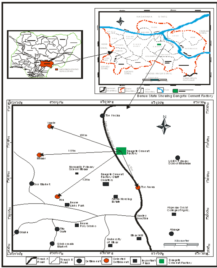 Map showing study areas