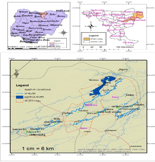 Map of Nigeria showing Hadeijia Wetlands National Park